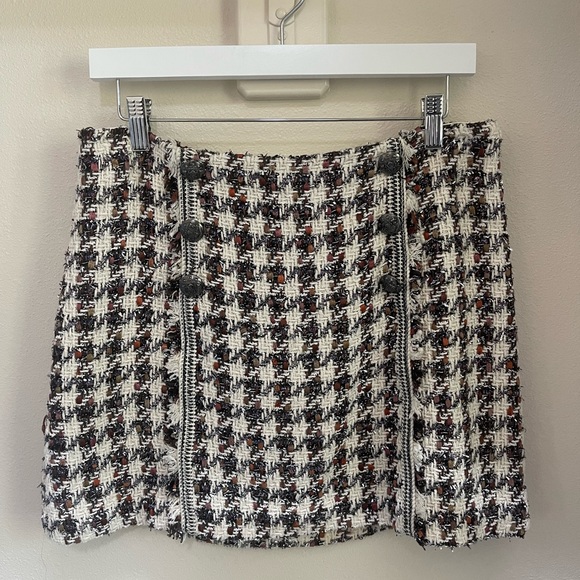VERONICA BEARD STARCK HOUNDSTOOTH TWEED MINI SKIRT - Picture 6 of 11